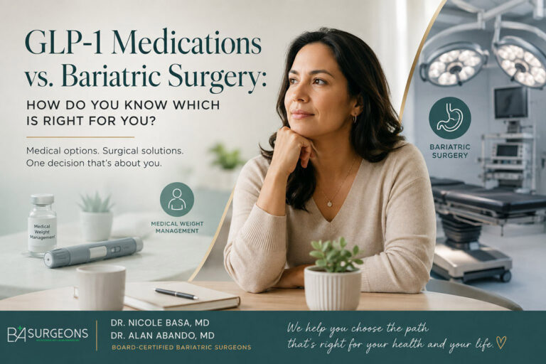 GLP-1 weight loss medications vs. bariatric surgery with B+A Surgeons in Austin, Texas